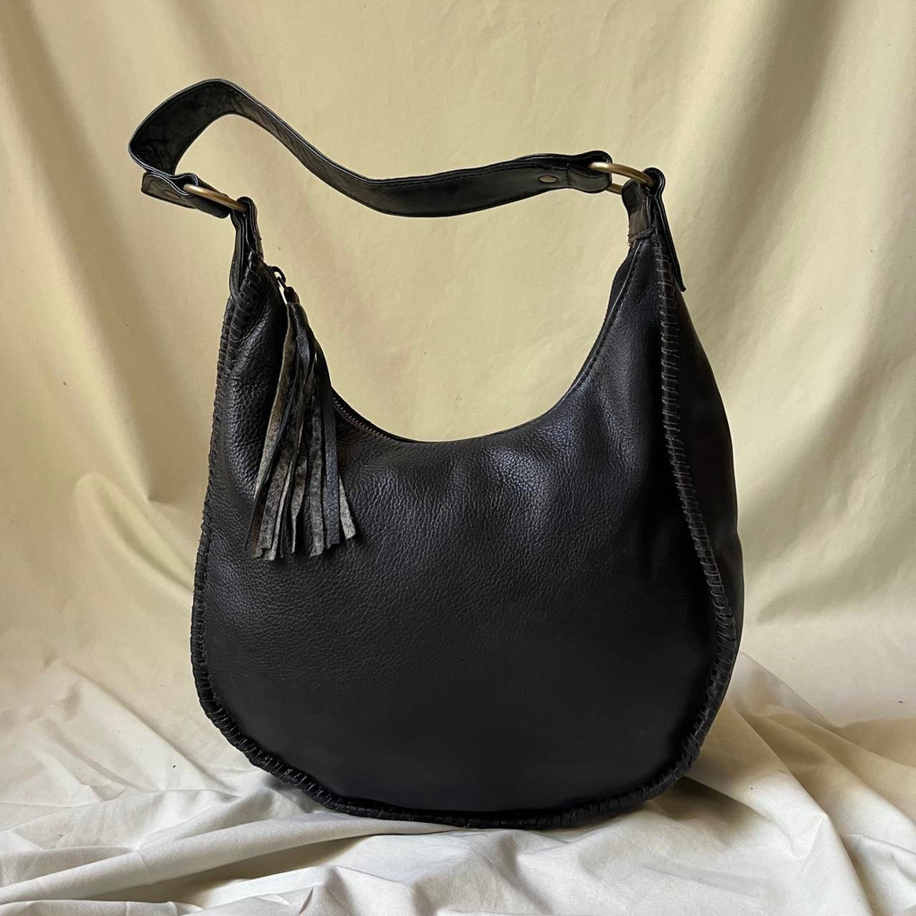 Vintage Leather Moon Hobo Bag