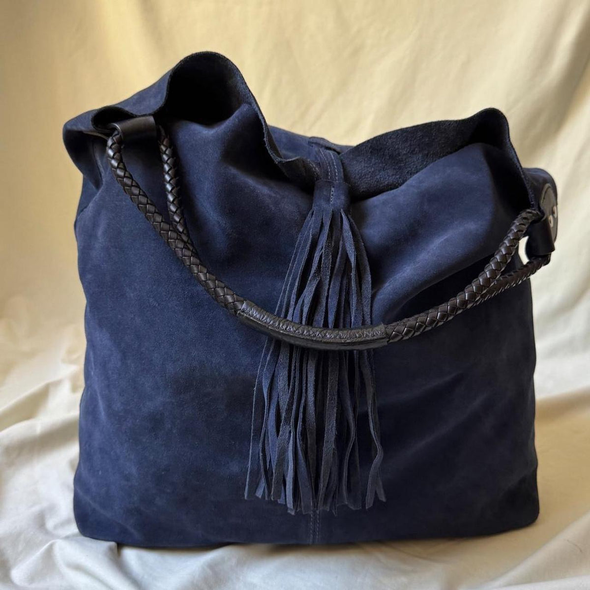 Oversized Italian Blue Slouchy Shoulder Bag