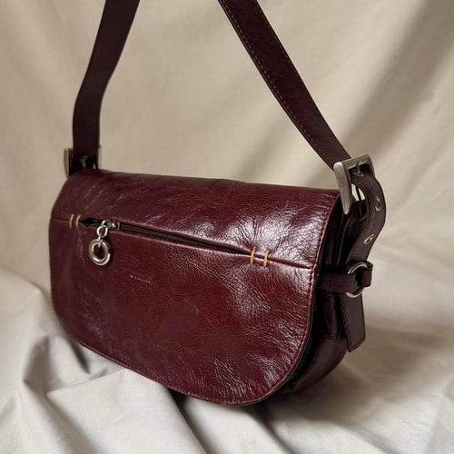 Vintage Patent Burgundy Shoulder Bag