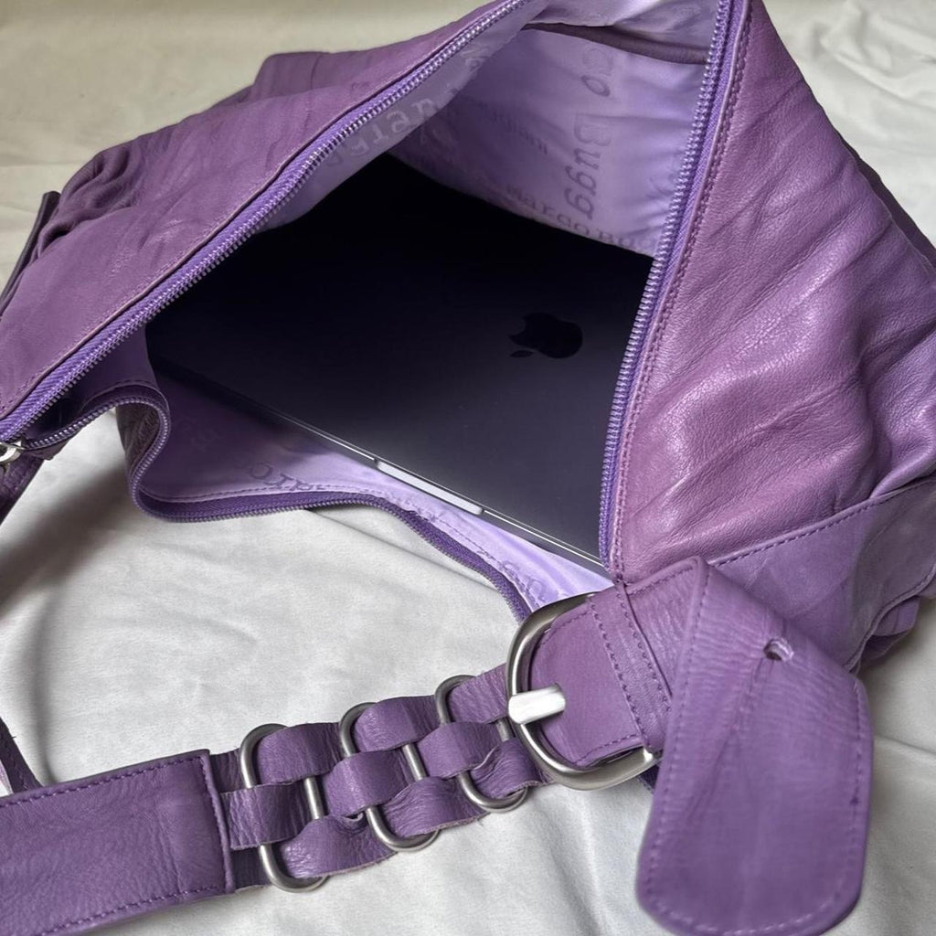 Vintage Purple Leather Crossbody Bag