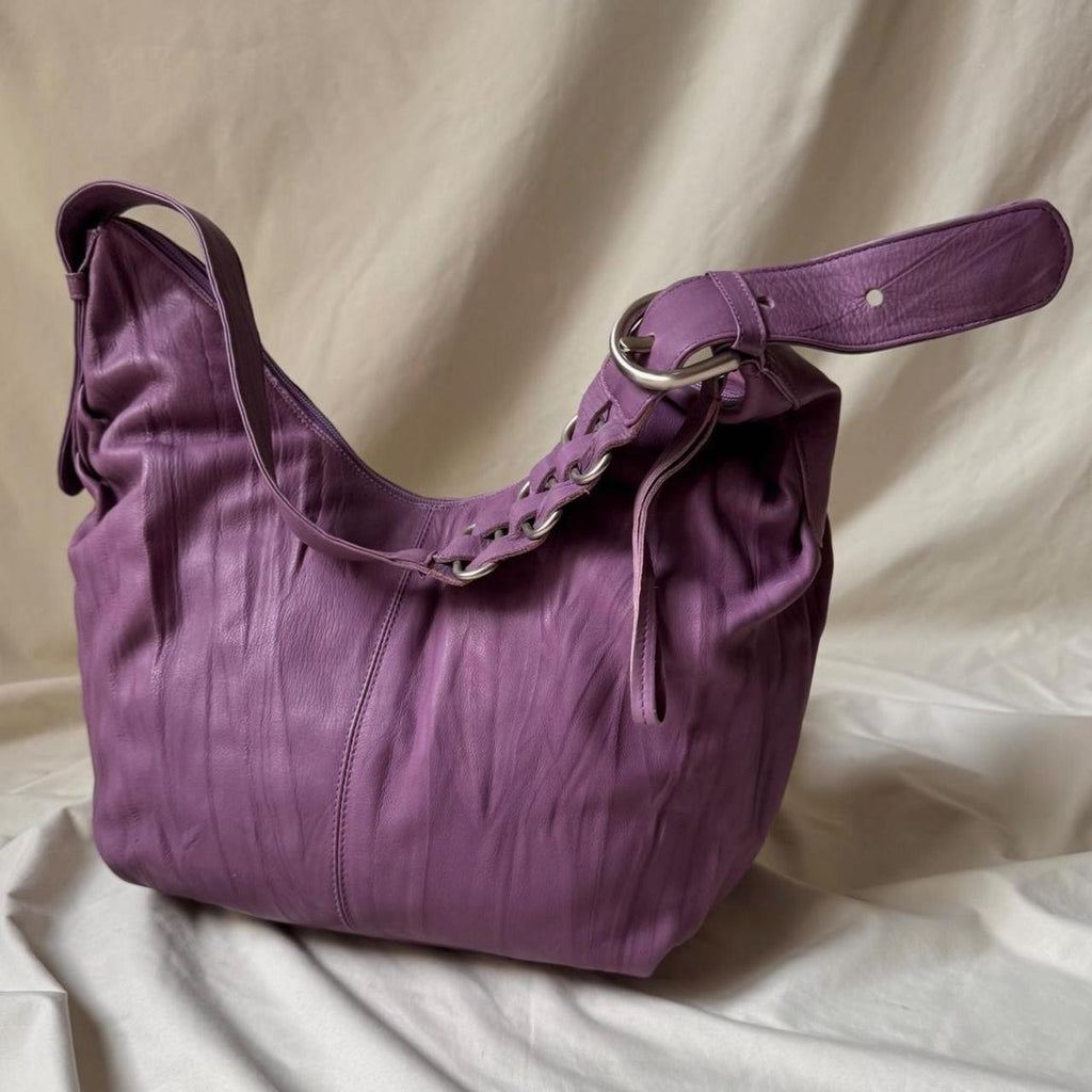 Vintage Purple Leather Crossbody Bag