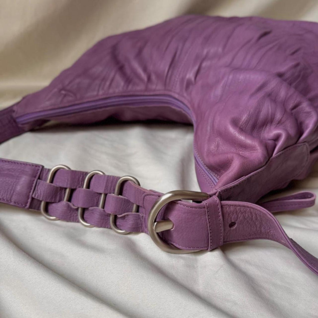 Vintage Purple Leather Crossbody Bag