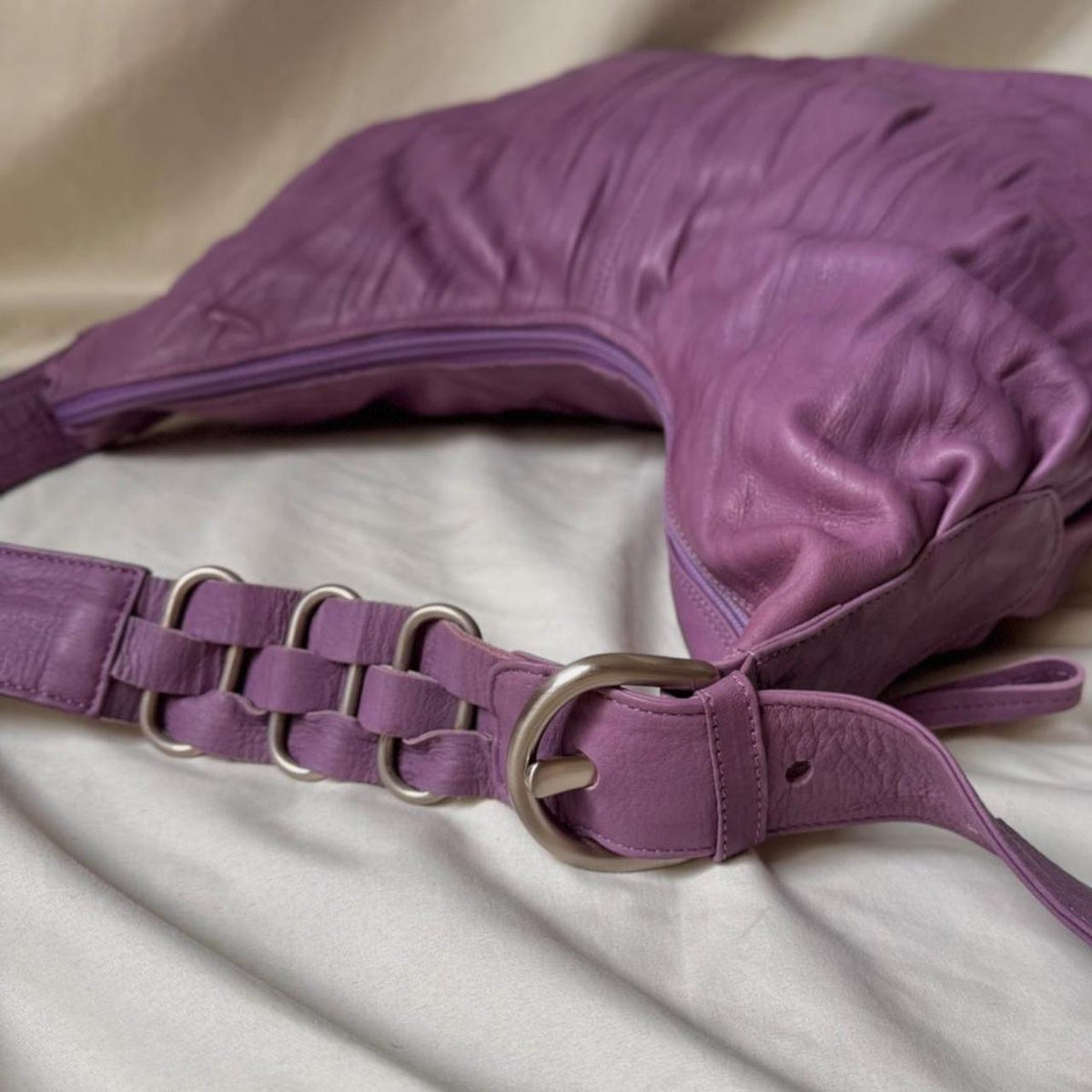 Vintage Purple Leather Crossbody Bag