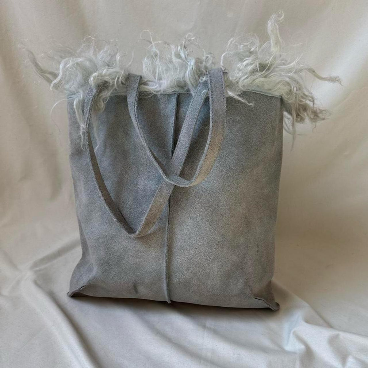 Vintage Suede & Mongolian Fur Tote Bag