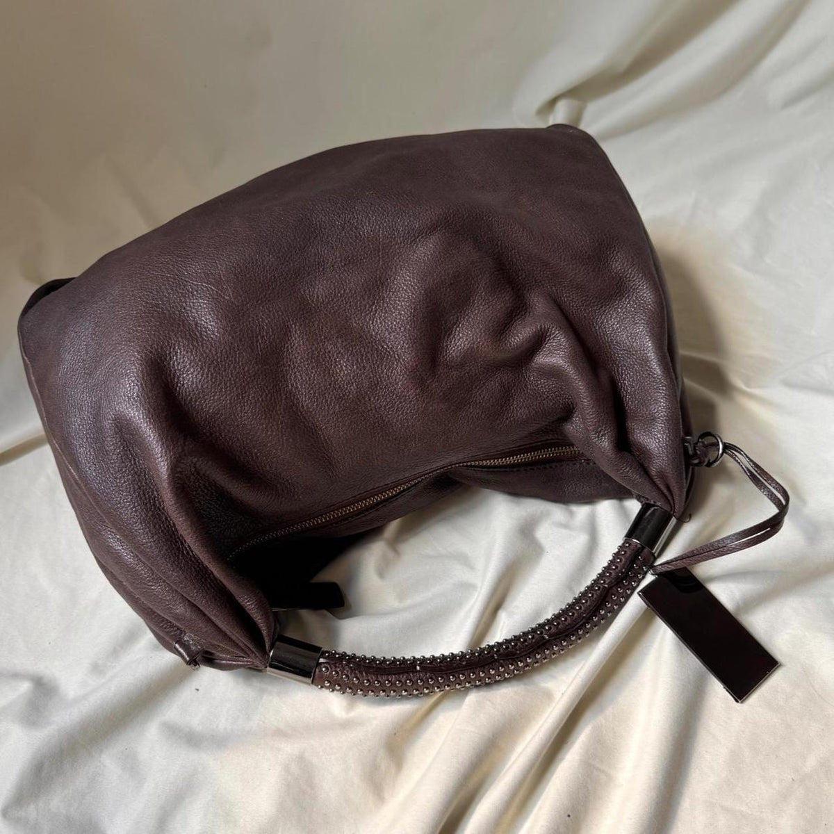 Vintage Slouchy Chestnut Brown Leather Hobo Bag