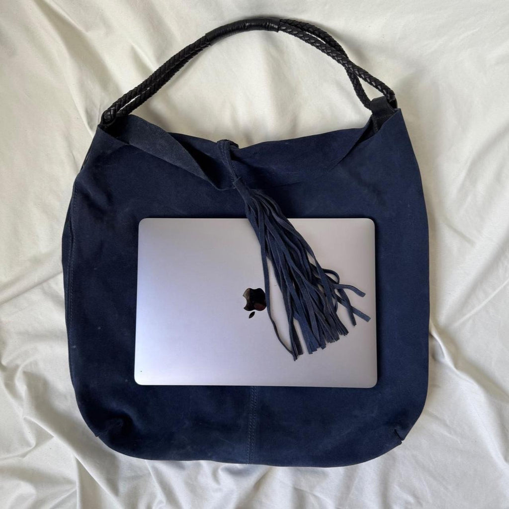 Oversized Italian Blue Slouchy Shoulder Bag