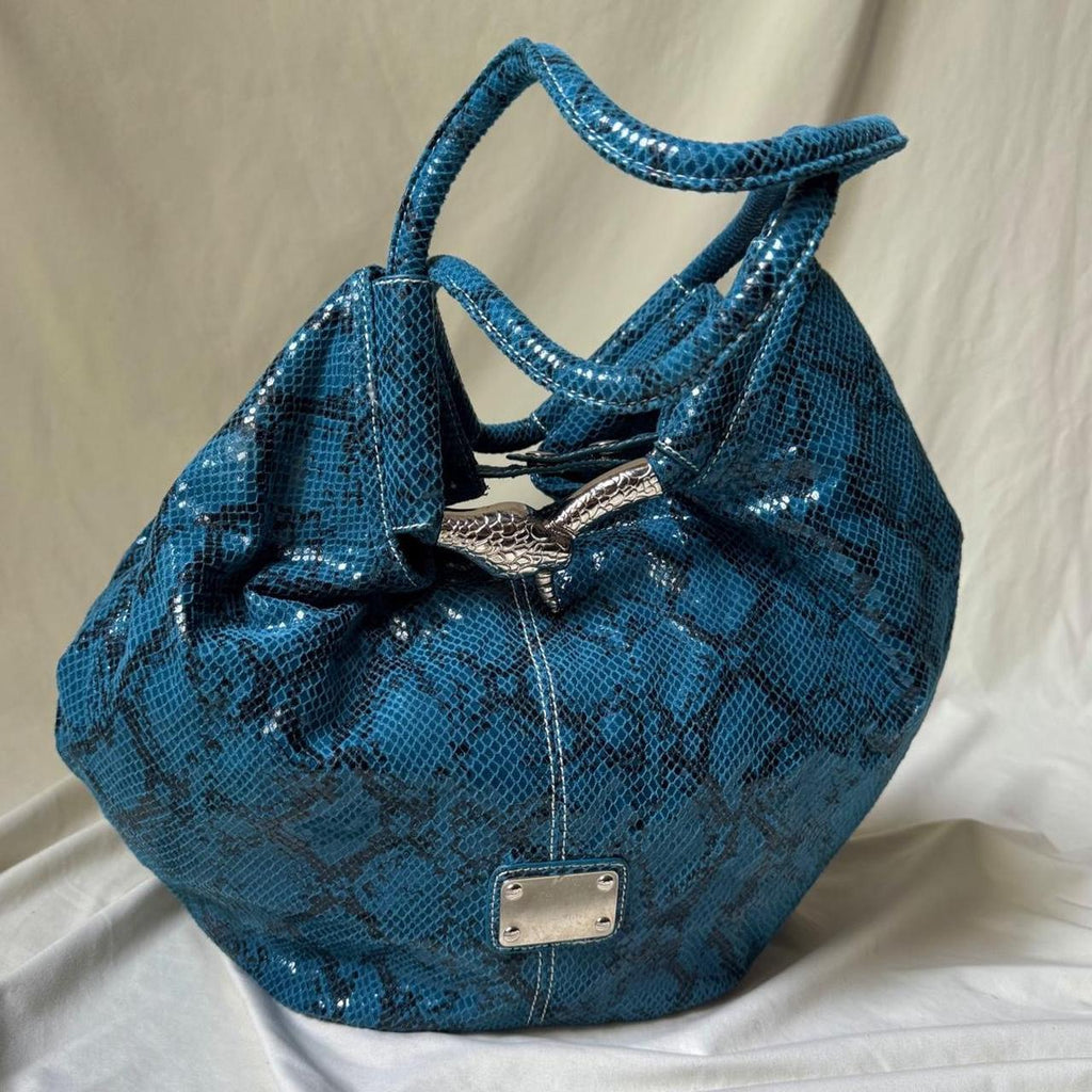 Y2K Oversized Faux Leather Mock Croc Hobo Bag