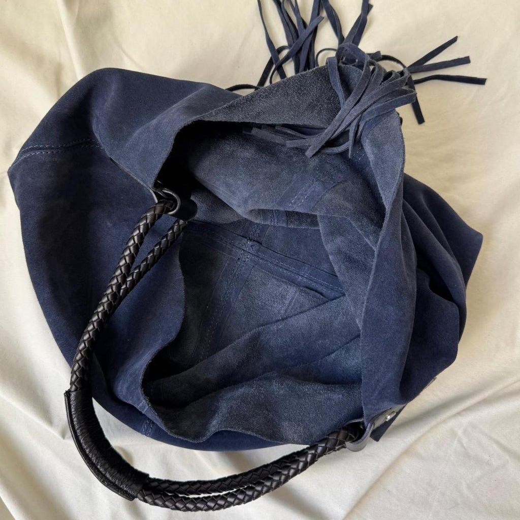 Oversized Italian Blue Slouchy Shoulder Bag
