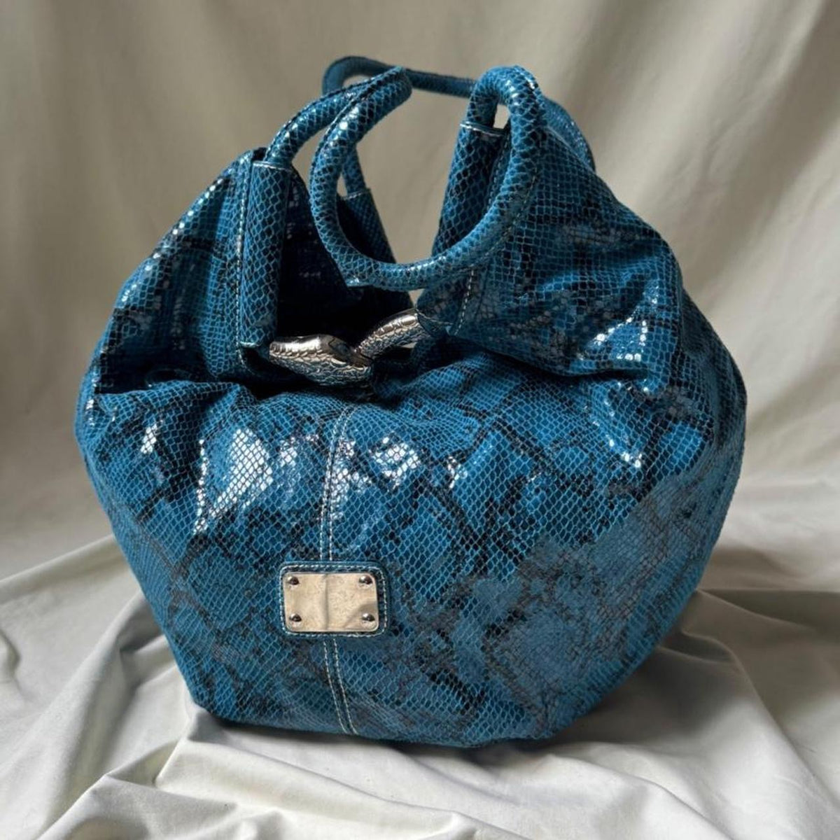 Y2K Oversized Faux Leather Mock Croc Hobo Bag