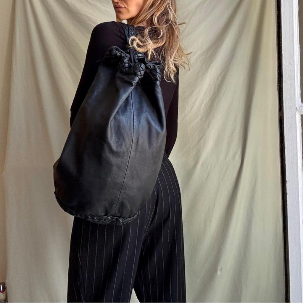 Vintage 90s Large Leather Duffle Bag