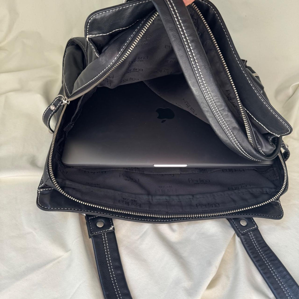 Vintage Large Black Leather Boxy Shoulder bag with Chunky Hardware