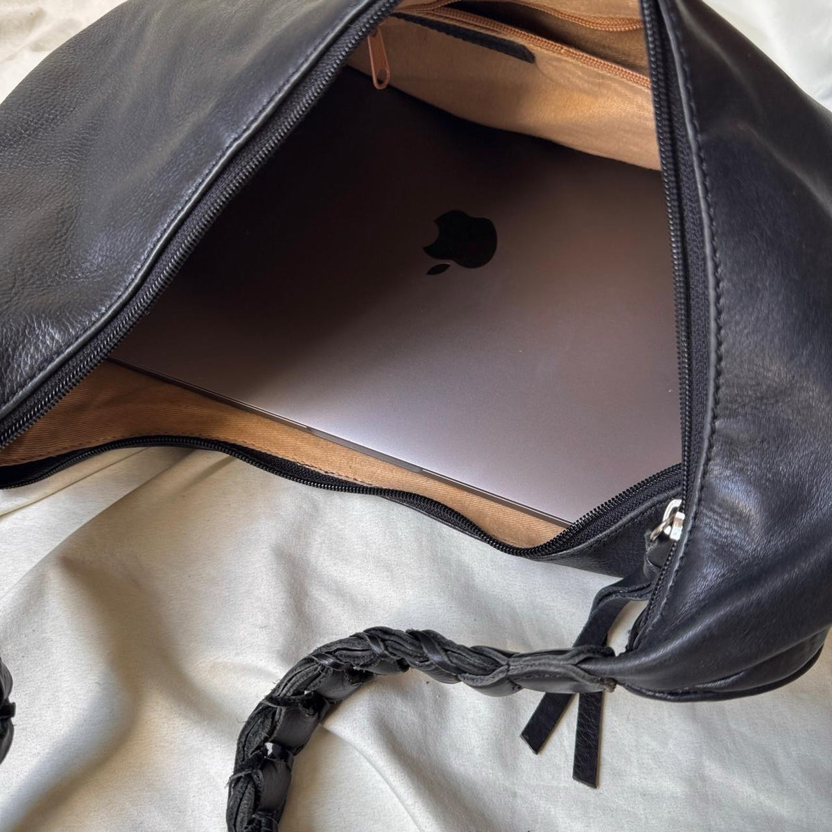 Vintage Black Leather Hobo Bag