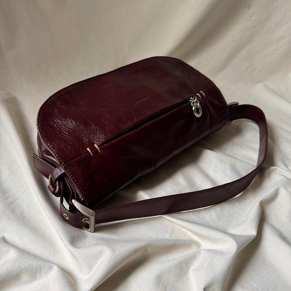 Vintage Patent Burgundy Shoulder Bag