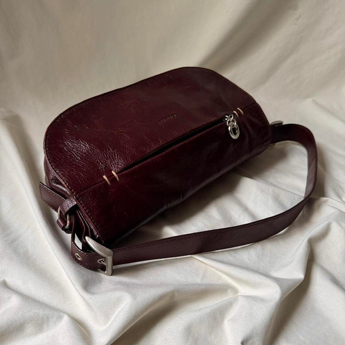 Vintage Patent Burgundy Shoulder Bag