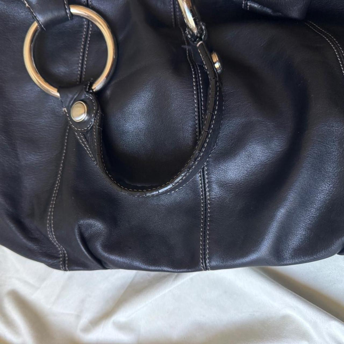Vintage Y2K Black Leather Hobo Bag
