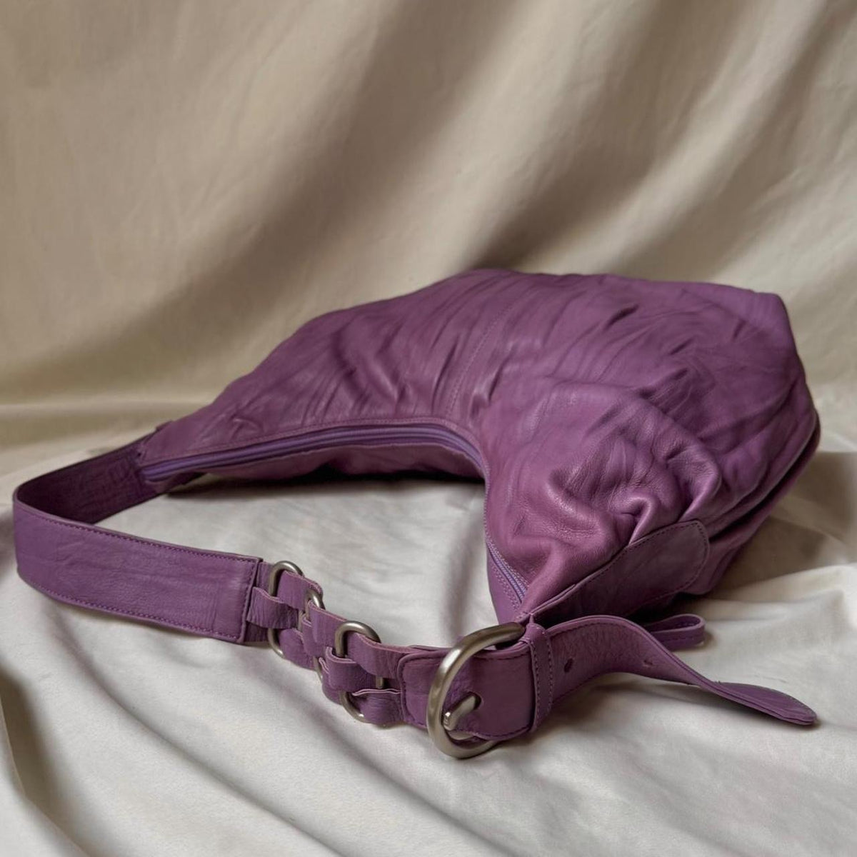 Vintage Purple Leather Crossbody Bag