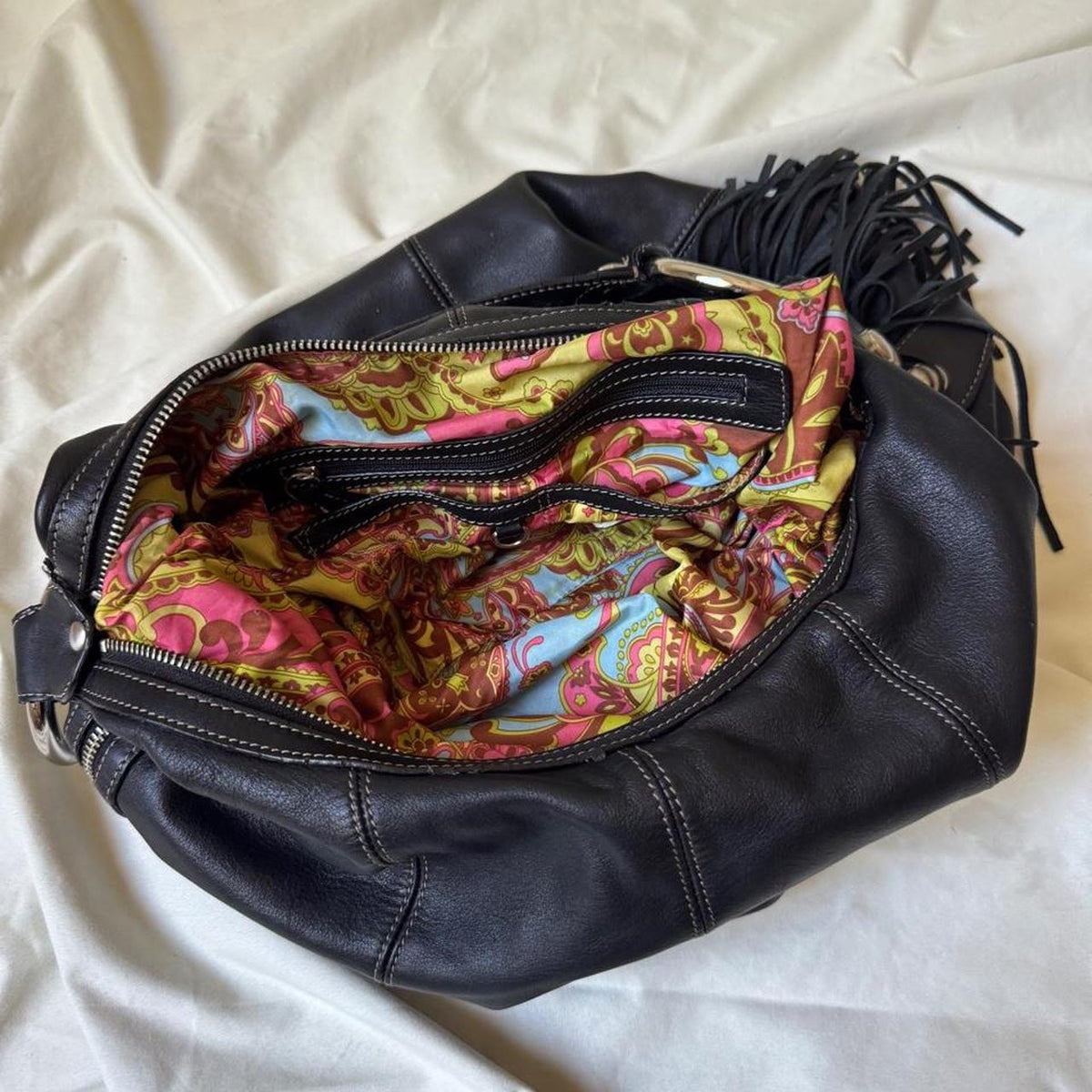 Vintage Y2K Black Leather Hobo Bag
