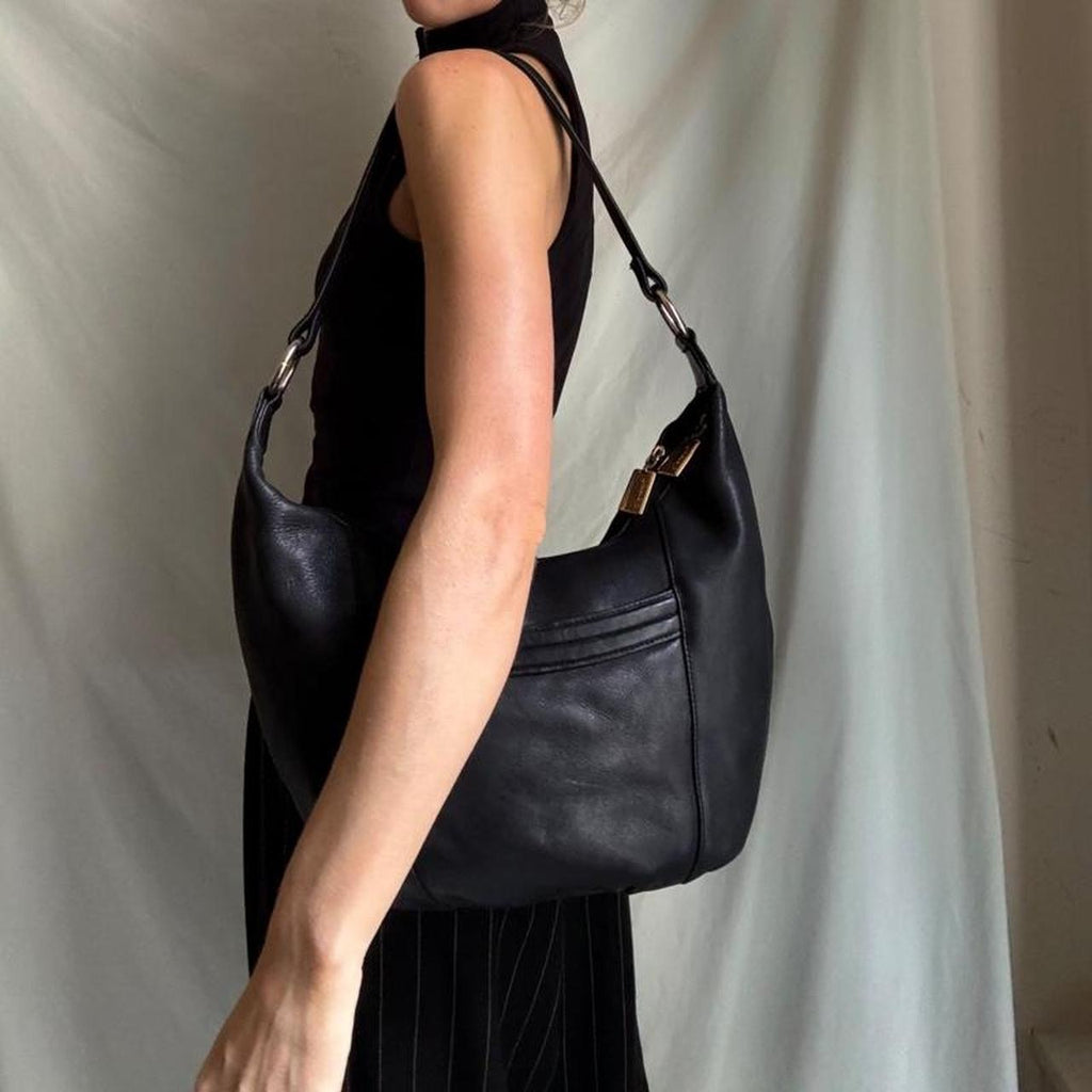 Y2K Leather crescent moon shaped shoulder bag