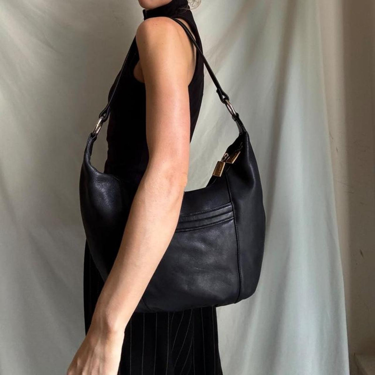 Y2K Leather crescent moon shaped shoulder bag