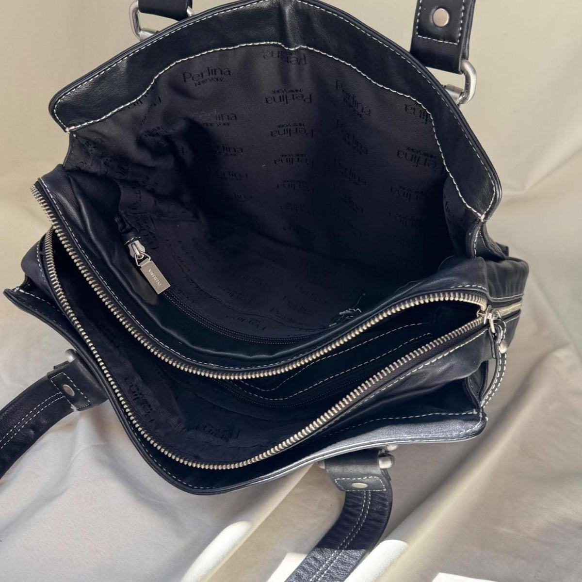 Vintage Large Black Leather Boxy Shoulder bag with Chunky Hardware
