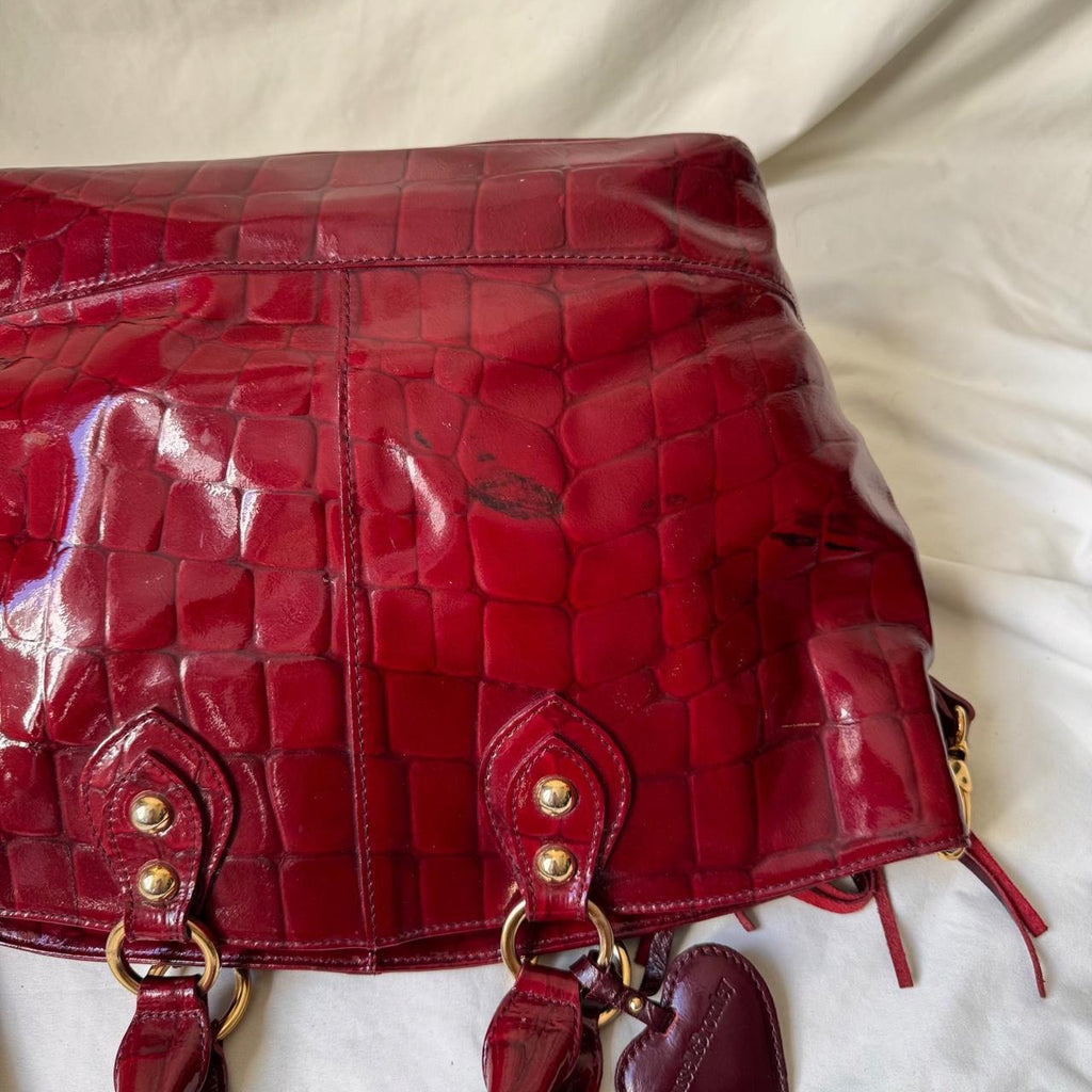 Vintage Red Patent Heart Tote Bag