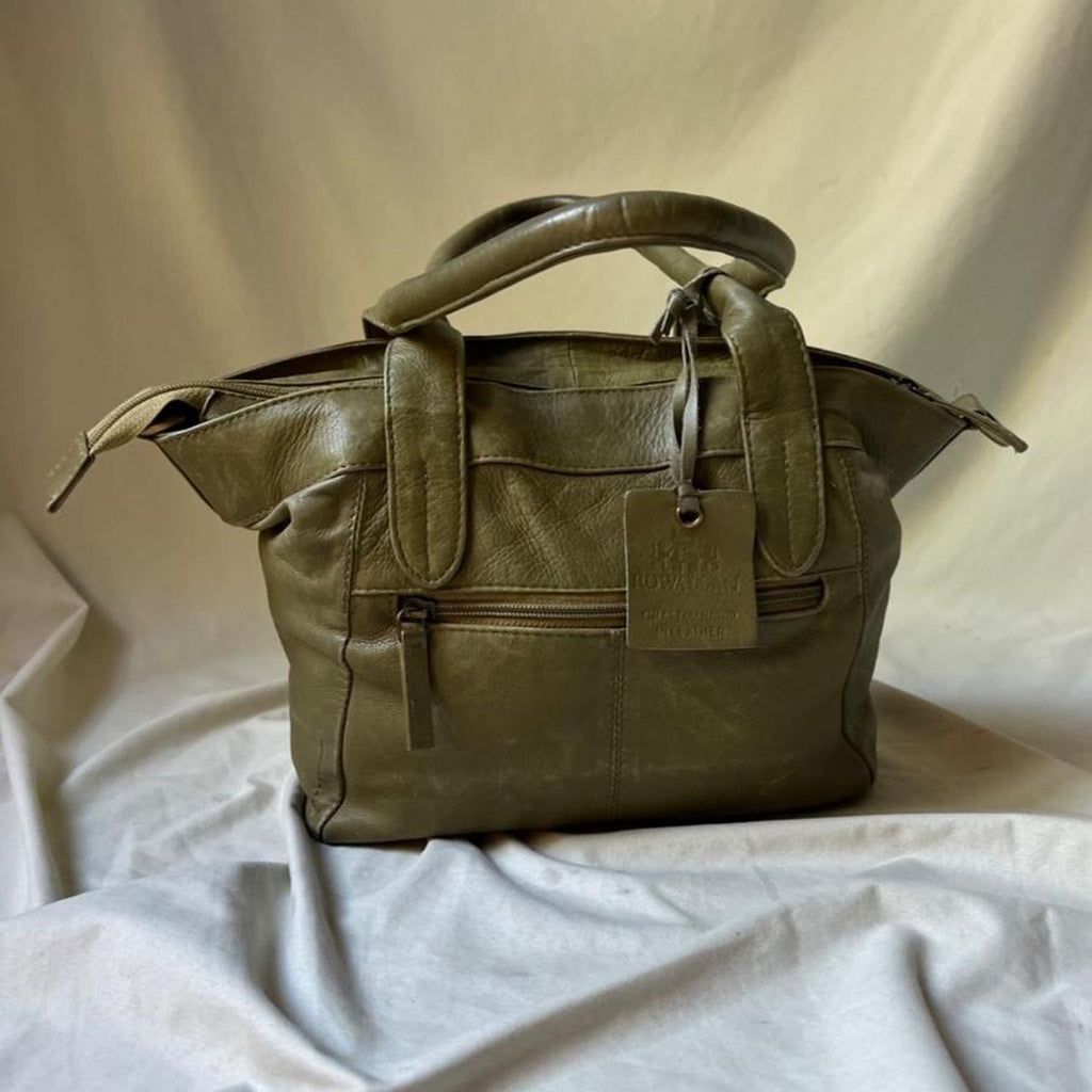 Vintage Pale Green Leather Mini Hobo Bag