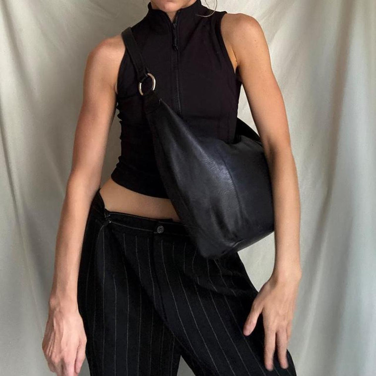 Y2K Leather crescent moon shaped shoulder bag