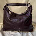 Vintage Y2K real leather, large slouchy burgundy hobo bag