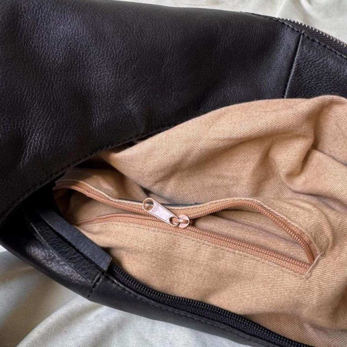 Vintage Black Leather Hobo Bag