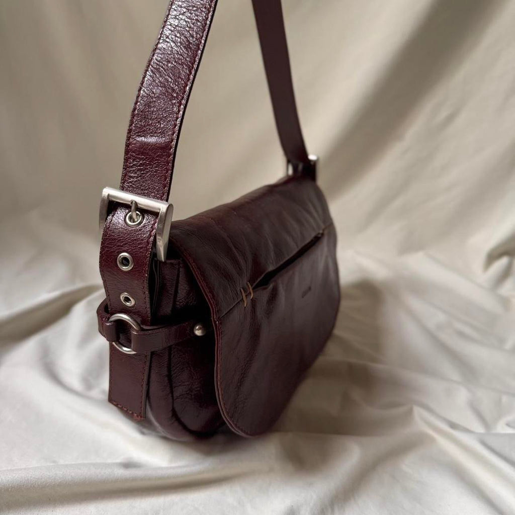 Vintage Patent Burgundy Shoulder Bag