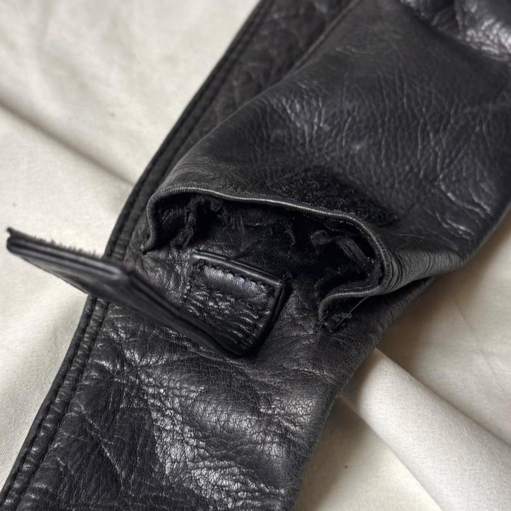 Y2k Utility Black Leather Crossbody Sling Bag