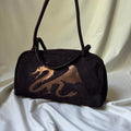 Vintage Italian Suede Barrel Bag with Metallic Dragon