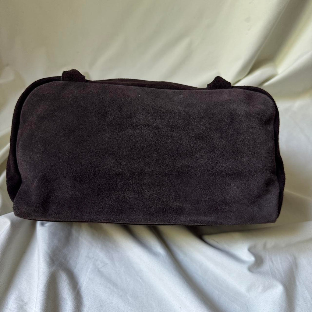 Vintage Italian Suede Barrel Bag with Metallic Dragon