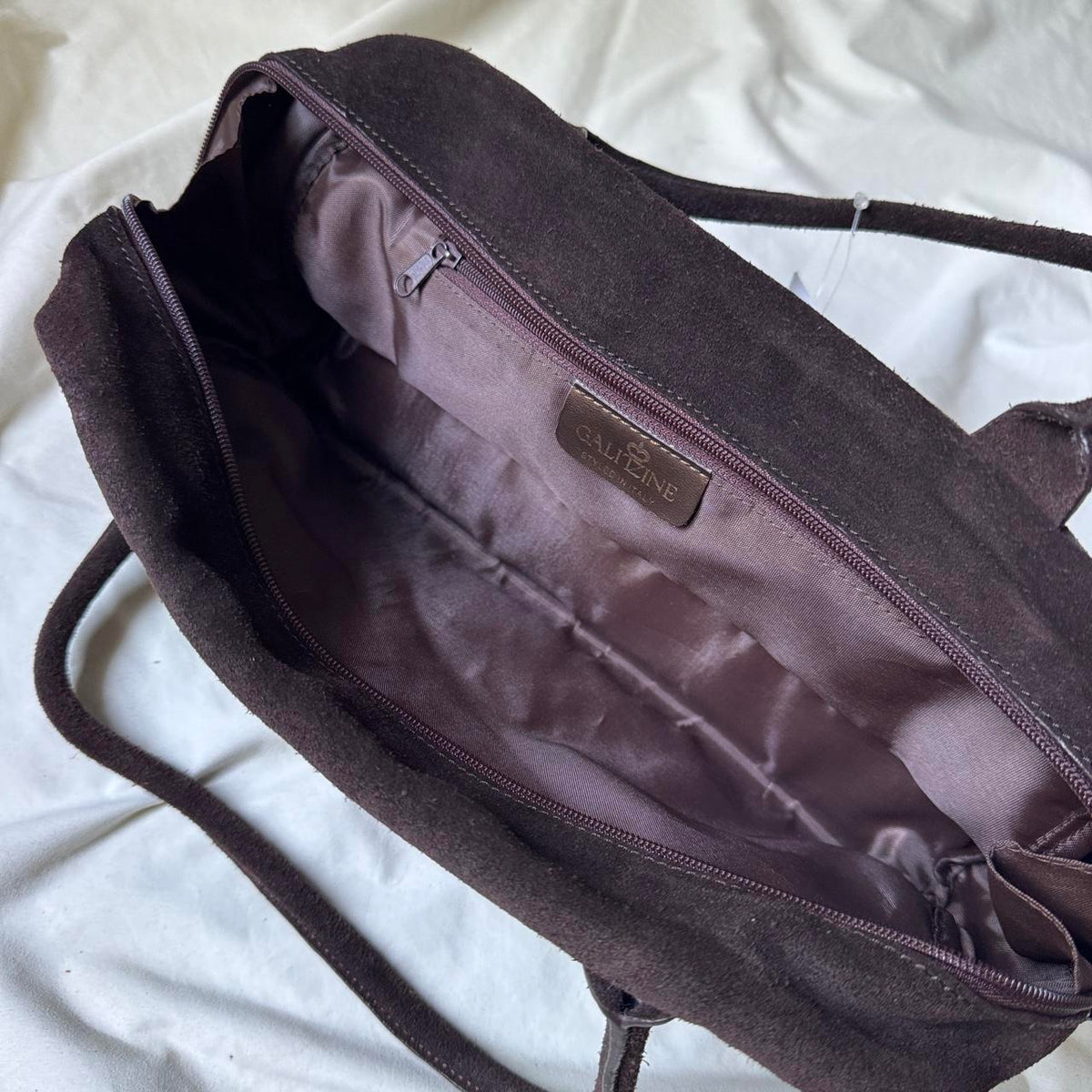 Vintage Italian Suede Barrel Bag with Metallic Dragon