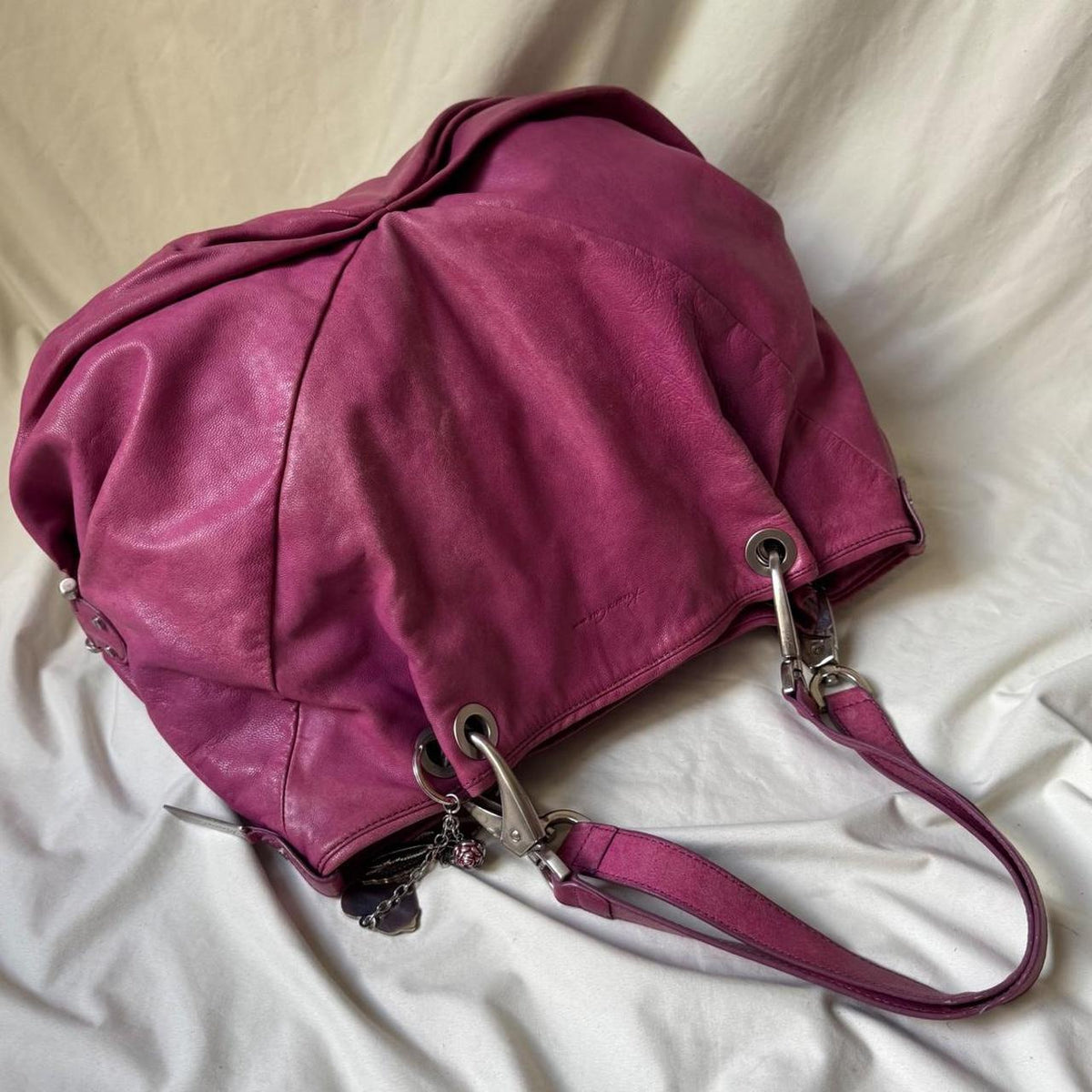 Oversized Vintage Pink Leather Slouchy Hobo Bag