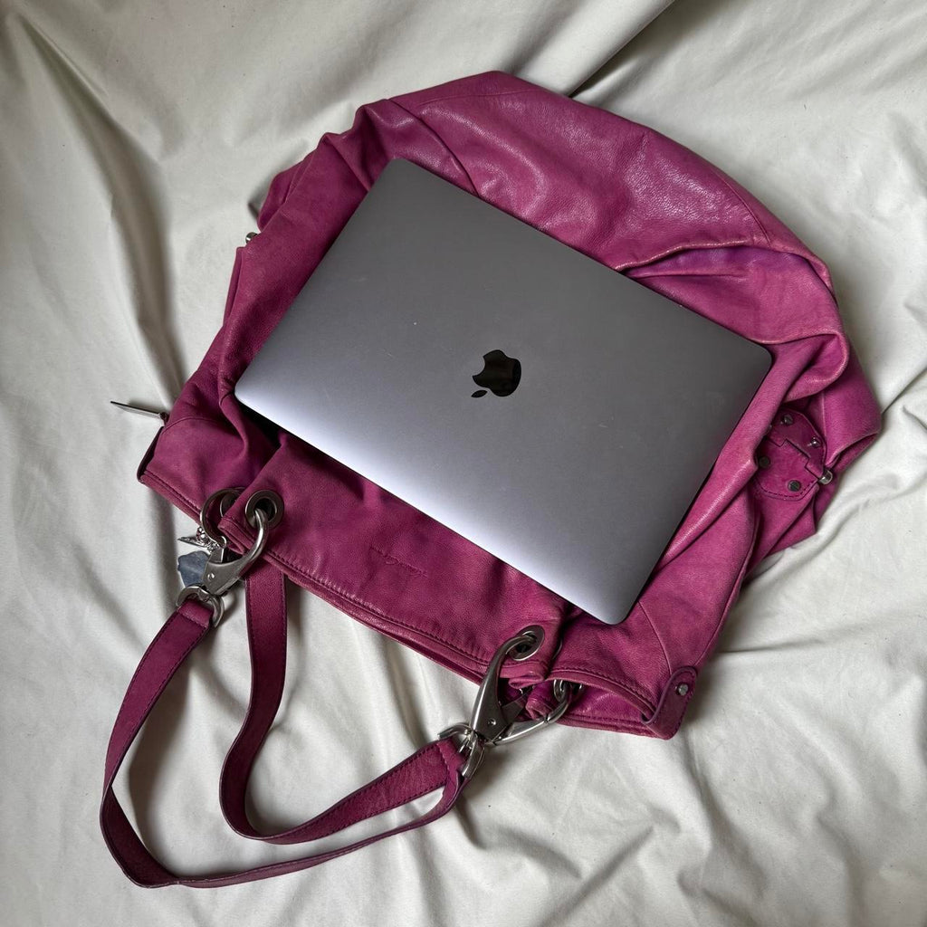 Oversized Vintage Pink Leather Slouchy Hobo Bag