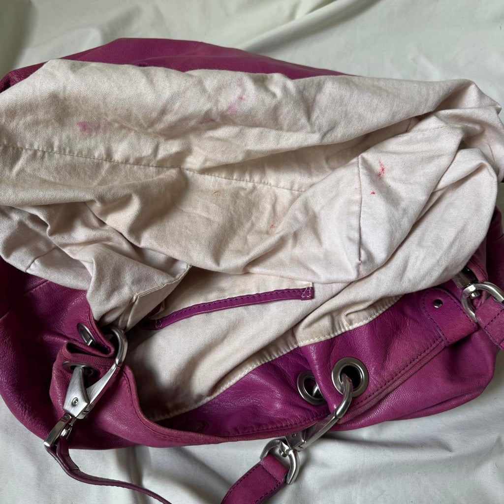 Oversized Vintage Pink Leather Slouchy Hobo Bag
