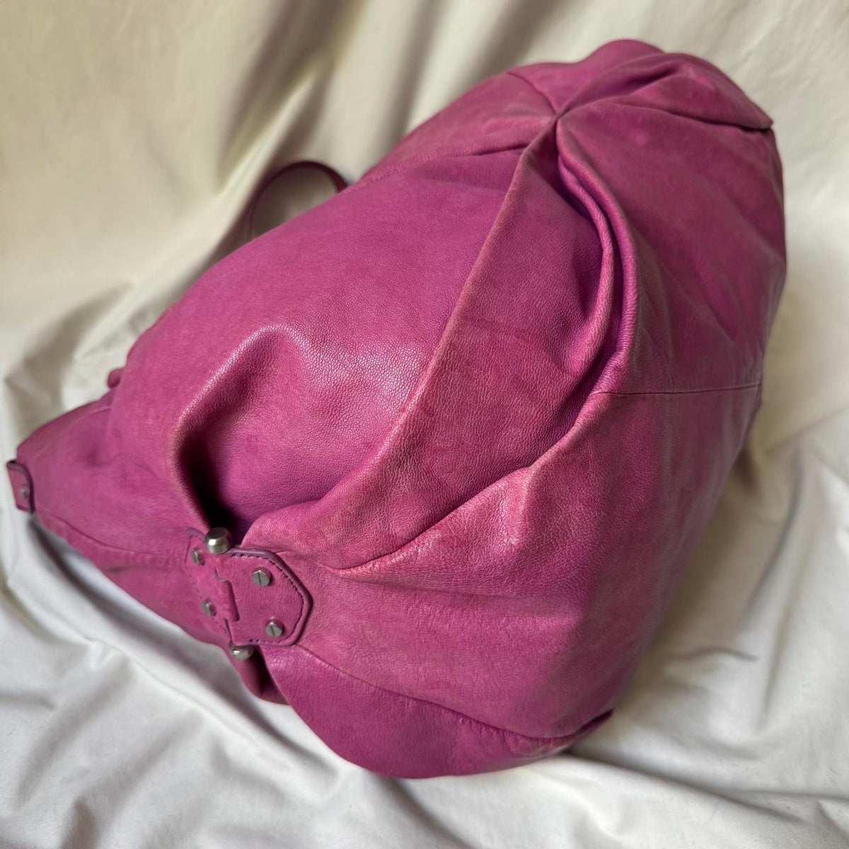 Oversized Vintage Pink Leather Slouchy Hobo Bag