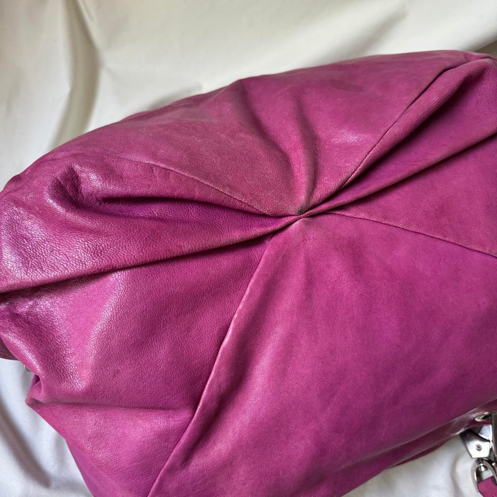 Oversized Vintage Pink Leather Slouchy Hobo Bag