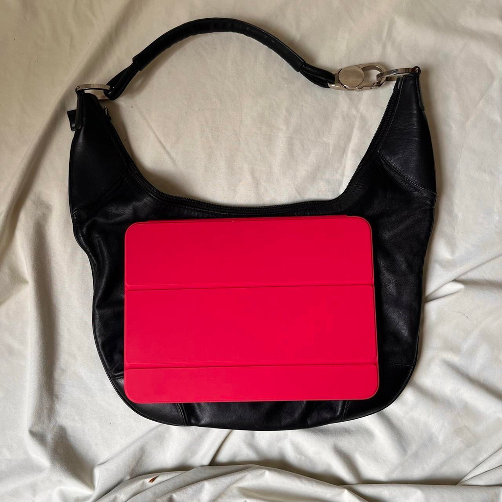 Vintage Y2K Leather Hobo Bag With Oversized Clip